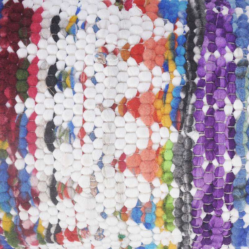 HomeRoots 14" X 36" White Red Blue Orange And Green 100% Cotton Geometric Zippered Pillow