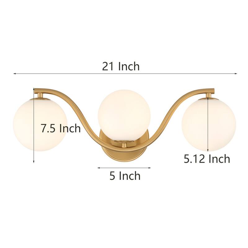 Acroma Triple Globe Wave Vanity Lighting - 3-light