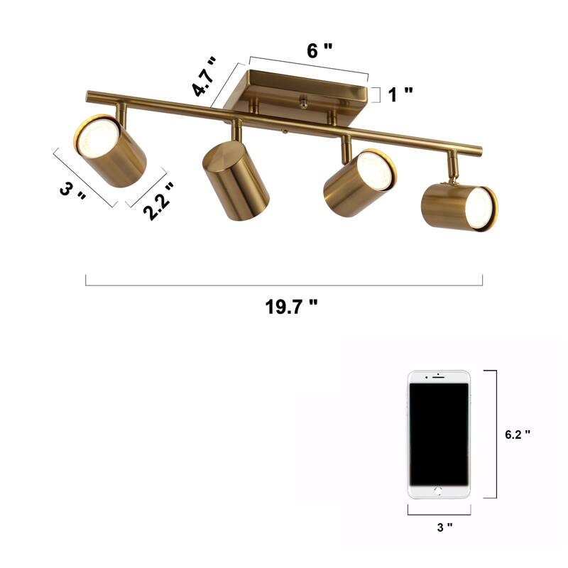 Modern 4-Light Adjustable Head Spotlight Flush Mount Ceiling Light