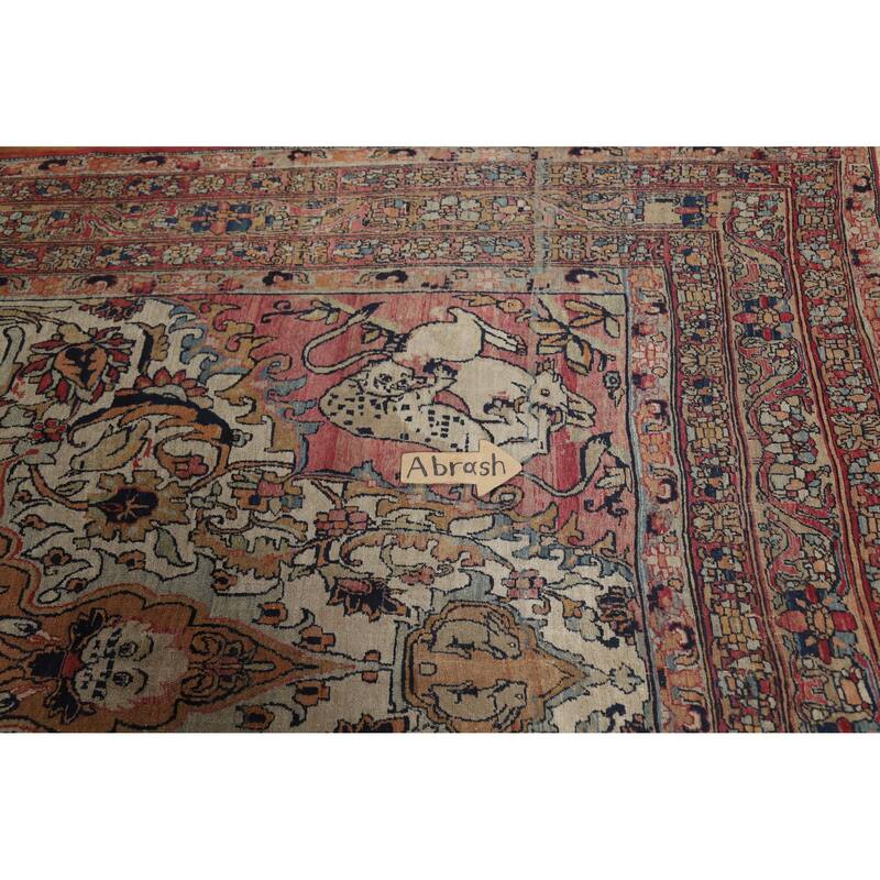 Hand Knotted Oriental 100% Wool Carpet Traditional Floral Beige & Ivories Kerman Area Rug - 12' 1'' X 6' 5''