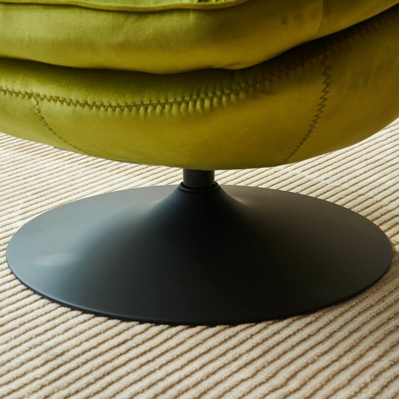 Swivel Leisure Chair Velvet Upholstered Lounge Chair Comfortable Deep Buttons Backrests Chair with Ottoman