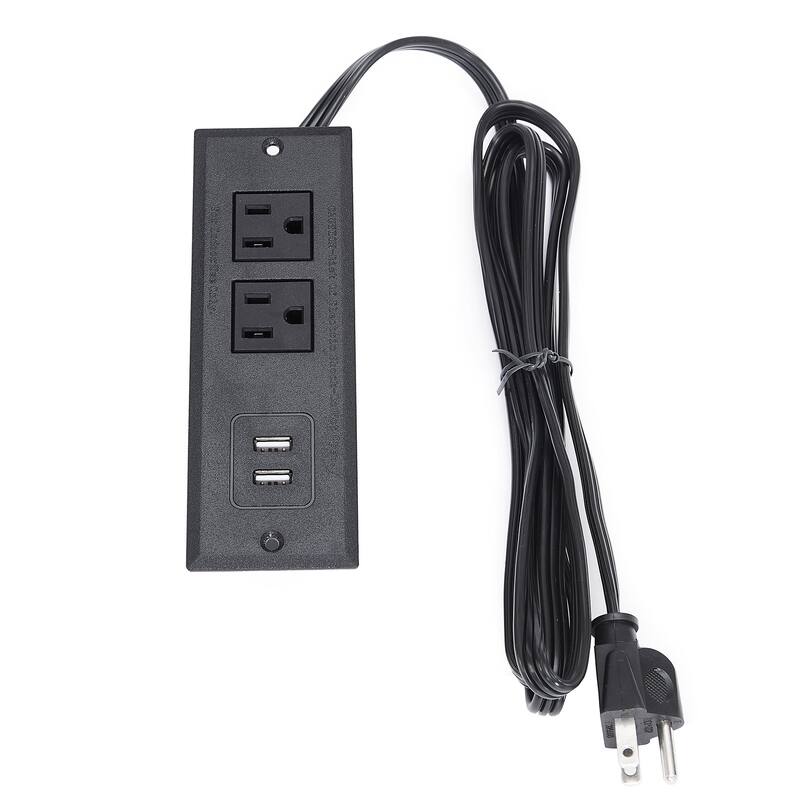 Taomika Industrial 2-Drawer Nightstand with Charging Station 2 USB/2 AC Ports & Open Shelf for Bedroom and Living Room