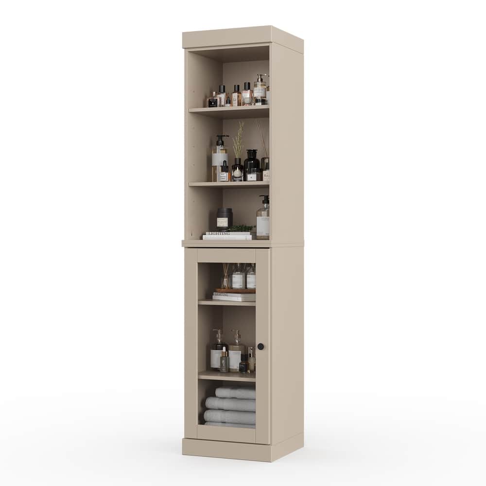 Palace Imports 100% Solid Wood 16.5" Bathroom Storage Cabinet with Clear Glass Doors and Adjustable Shelves
