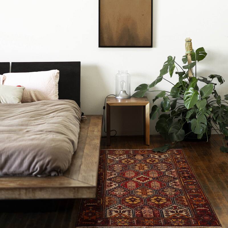 ECARPETGALLERY Hand-knotted Kayseri Vintage Dark Red Wool Rug - 4'3 x 6'7