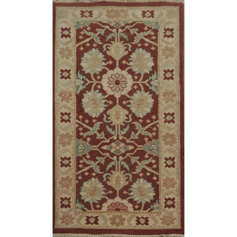 Hand Knotted Oriental 100% Wool Carpet Traditional All-Over Brown Ziegler Area Rug - 3' 10'' X 2' 0''