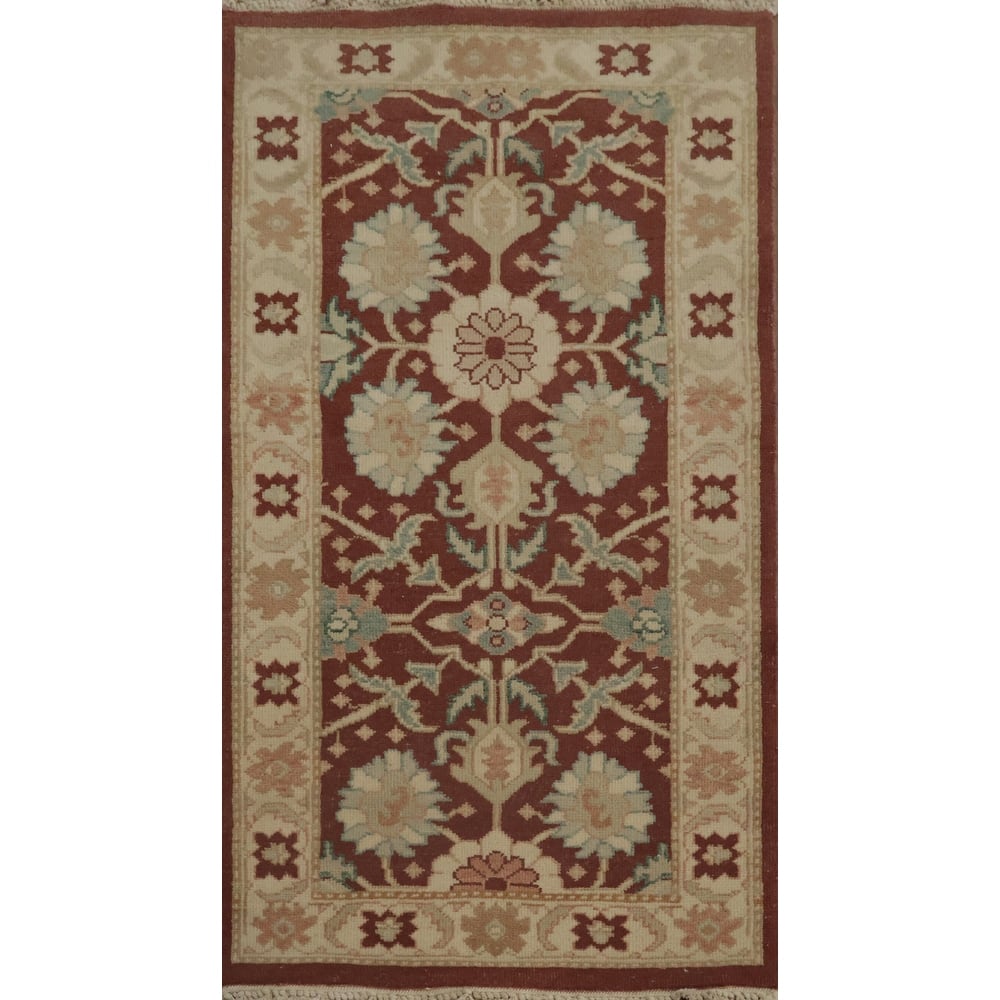 Hand Knotted Oriental 100% Wool Carpet Traditional All-Over Brown Ziegler Area Rug - 3' 10'' X 2' 0''