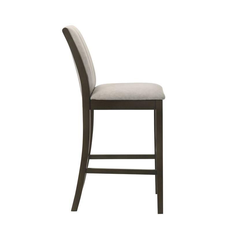 Nolan 26 in. Dark Roast Counter Height Rubberwood Barstool with Grey Fabric Seat - Set of 2