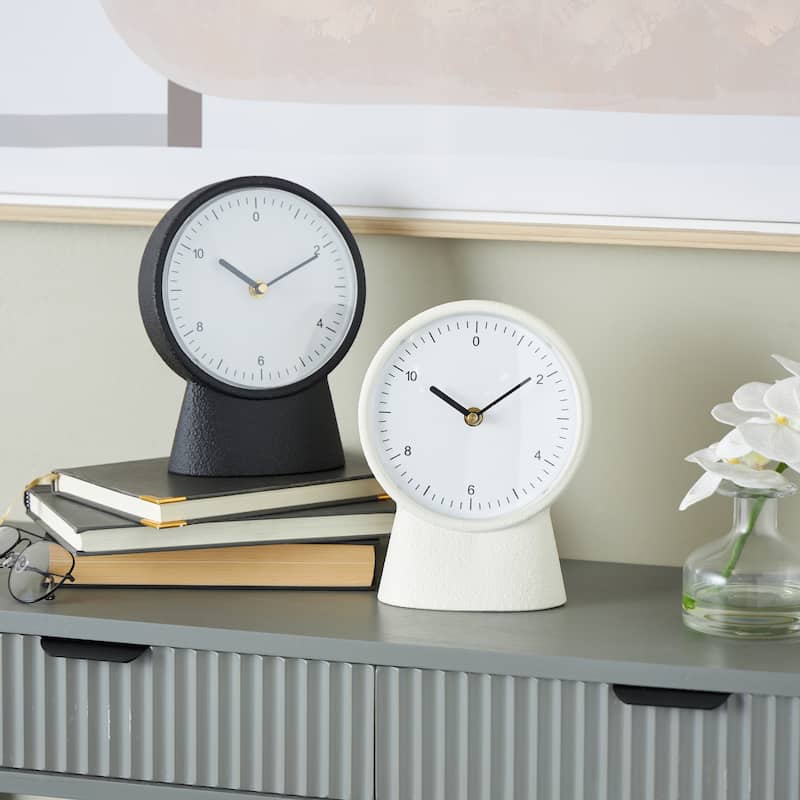 Metal Textured Clock with Gold Accents - Set of 2 Multi Colored - Roche River Decor