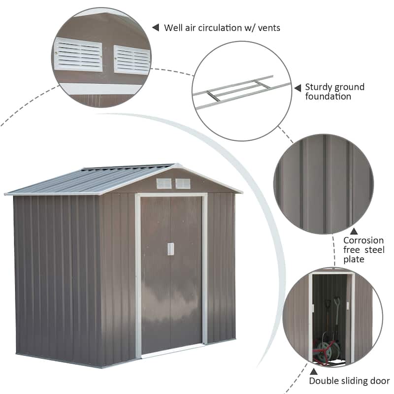 Outsunny Metal Outdoor Shed Organizer & Garden Storage