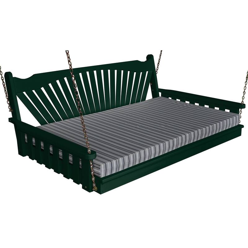 Pine 6' Fanback Swingbed - Dark Green
