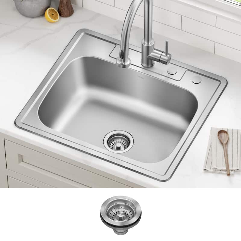 KRAUS Premier Drop In Top Mount 18 gauge Stainless Steel Kitchen Sink