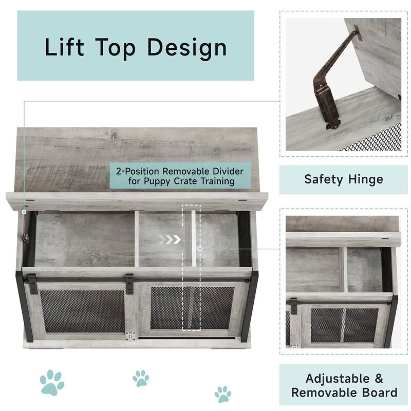 Rustic Dog Crate Furniture with Sliding Barn Door