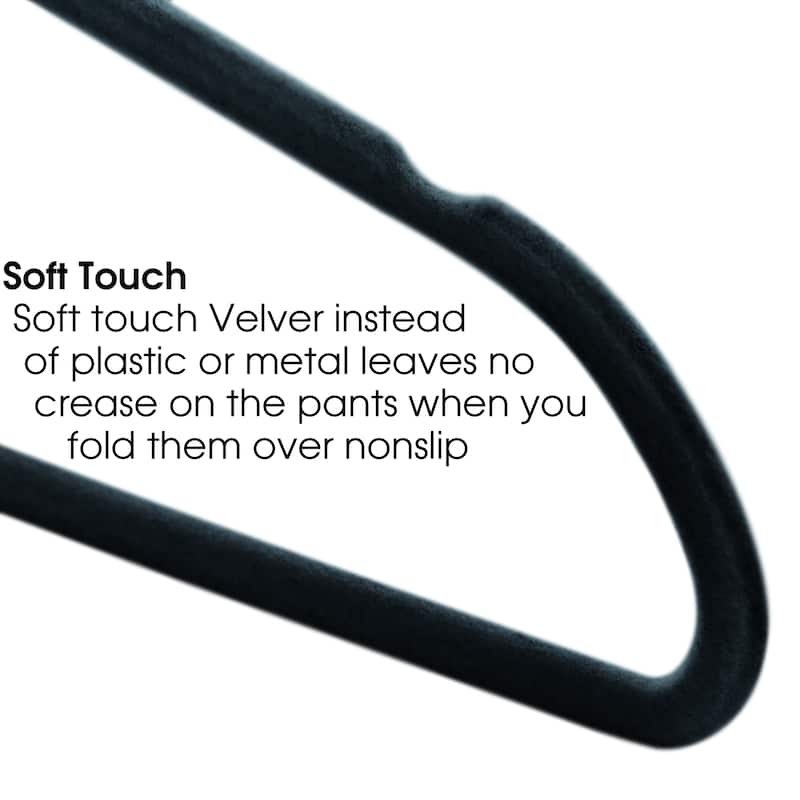 Elama Home 100Pc Velvet Slim Clothes Hangers w/ SS Swivel Hooks Black