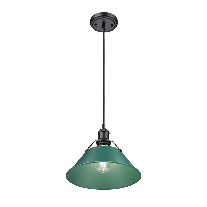 Yep by Golden Lighting Orwell 1-light 10in Pendant in Matte Black and Pine Green shade - Medium Pendant - 10"