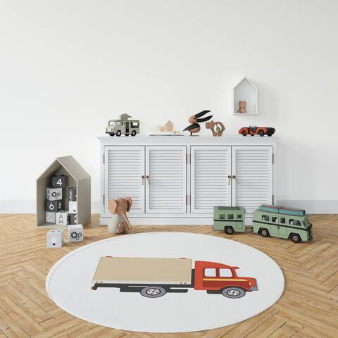 JAKE RED TRUCK Area Rug by Kavka Designs