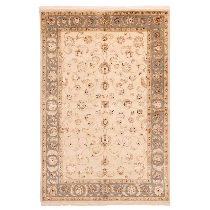 ECARPETGALLERY Hand-knotted Mirzapur Ivory Viscose, Wool Rug - 6'0 x 8'9