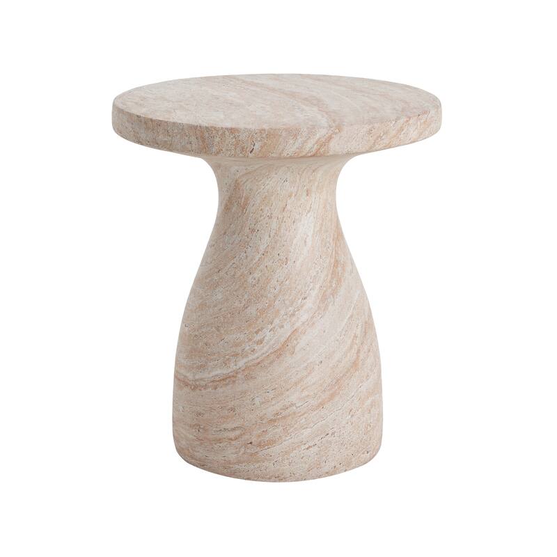 Roomfitters Outdoor MGO Side Table, Lightweight End Table with Black Marble Effect