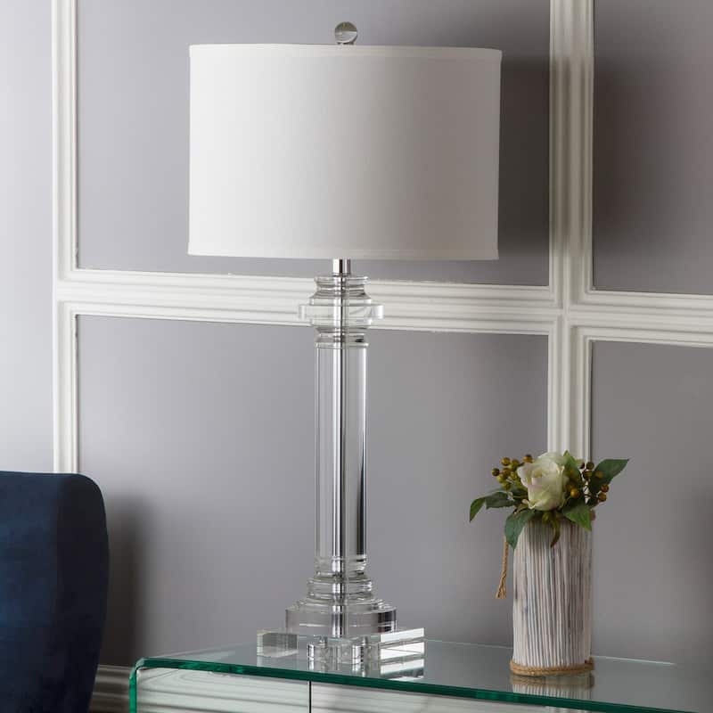 SAFAVIEH Lighting Carie 30-inch Crystal Crystal Column Lamp - 15" x 15" x 30" - 15Wx15Dx30H