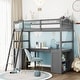 preview thumbnail 33 of 45, Twin Size Loft Bed with Desk, Storage Drawers, and Shelves, Solid Pine Wood Frame Gray