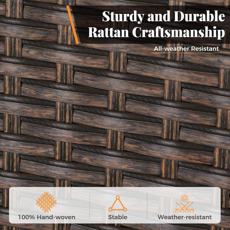 7/9 Patio Dining Set, Expendable Rectangular Outdoor Dining Table with Rattan Chairs