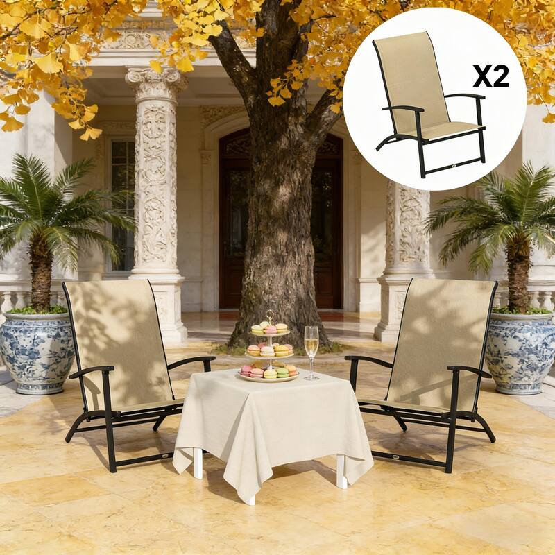 GDFStudio - Petersen High Back Folding Outdoor Dining Chairs Set of 2 - Set of 2