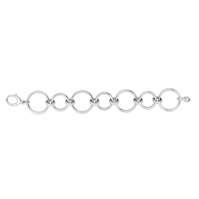 Curata 925 Sterling Silver 18" Polished Round Link Heavy Statement Necklace