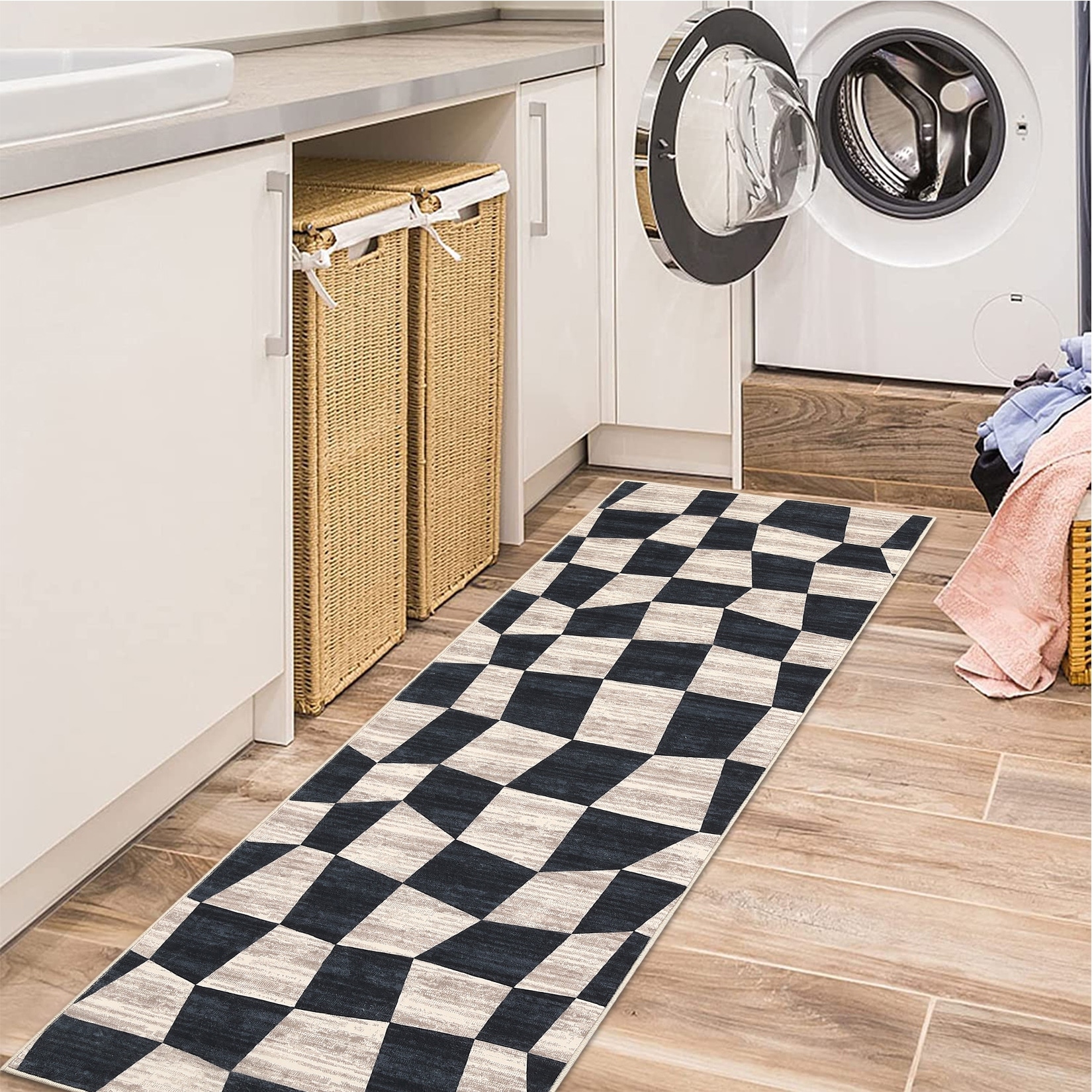 Garvee Irregular Geometric Checkered Area Rug - Overstock - 42988090