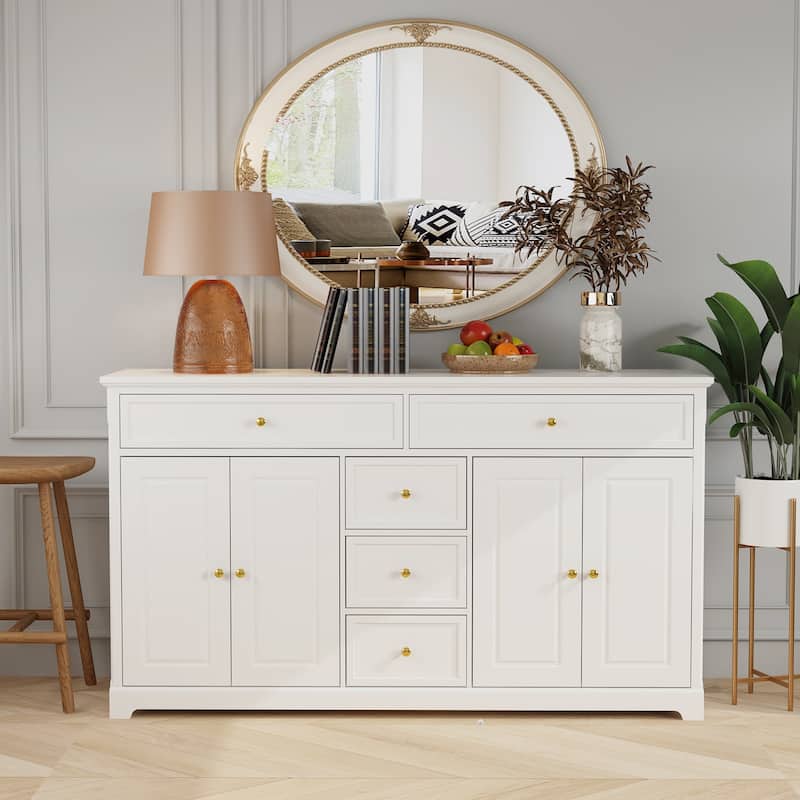 Combo Dresser Chest Storage Cabinet Buffet Sideboard White/Black/Grey - White