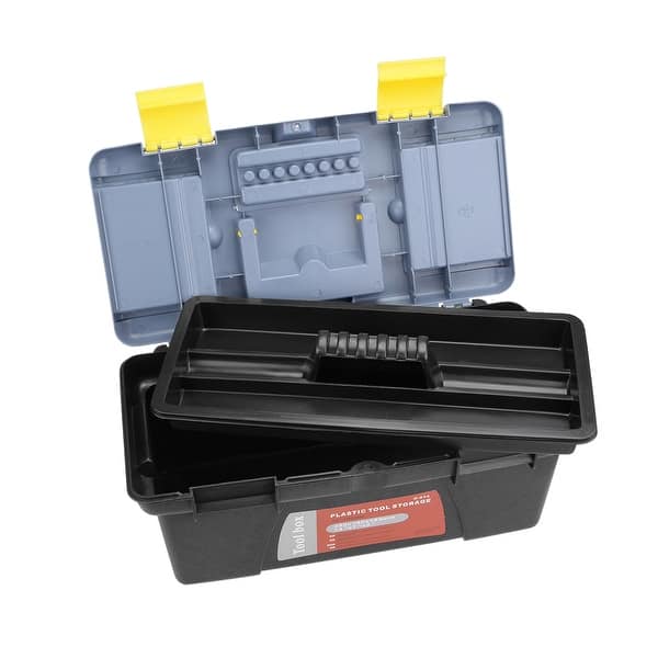 14-inch Tool Box Plastic Tool Box with Tray and Organizers Includes Removable Three Small Parts Boxes | Harfington