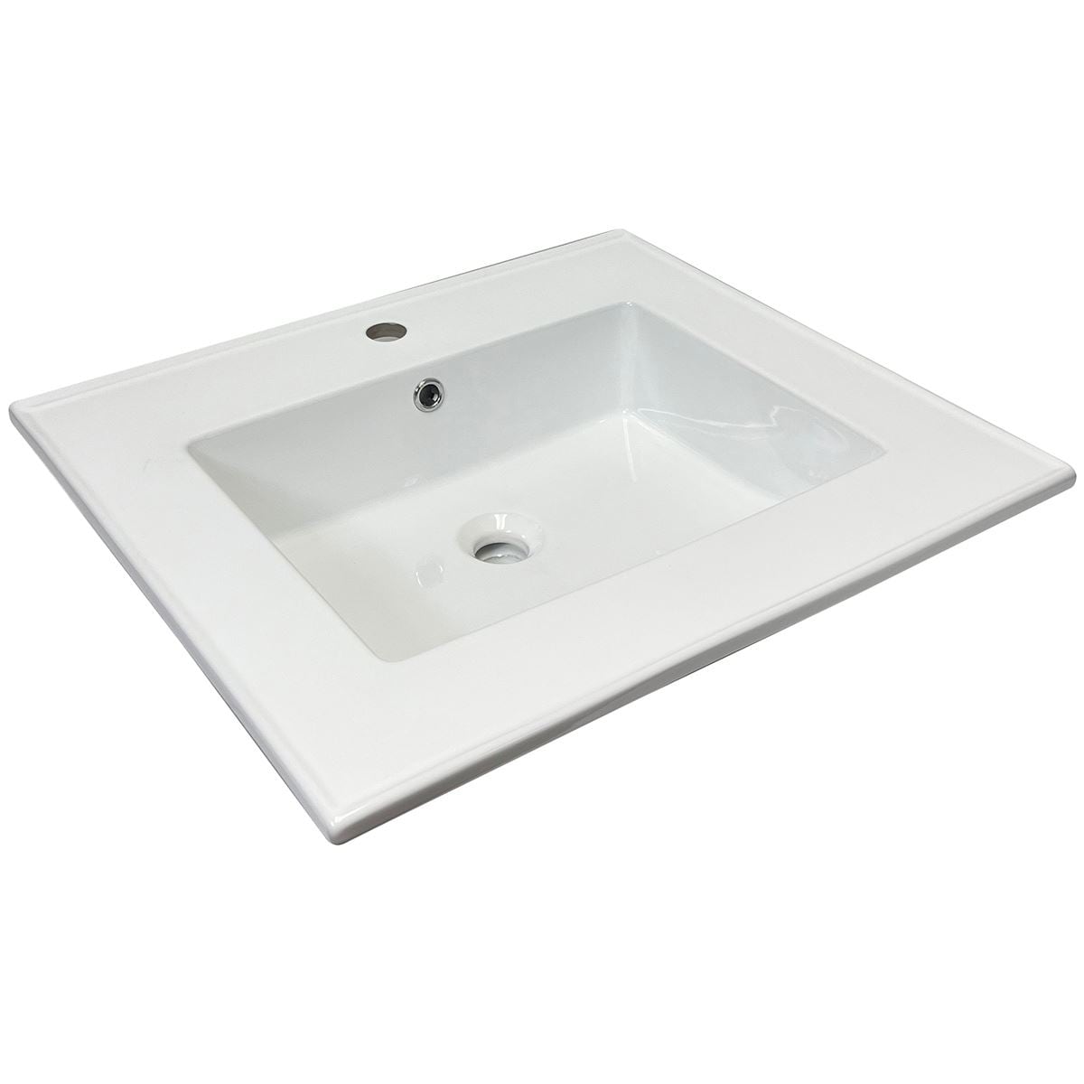 25 in. Single sink Vitreous China top with single faucet hole