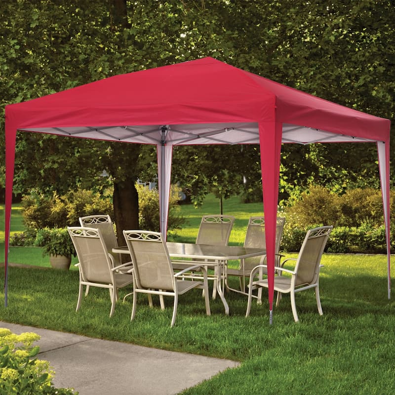 Zenova 10' x 10' Outdoor Pop Up Canopy Tent Patio Gazebo Party Wedding Tent - Red