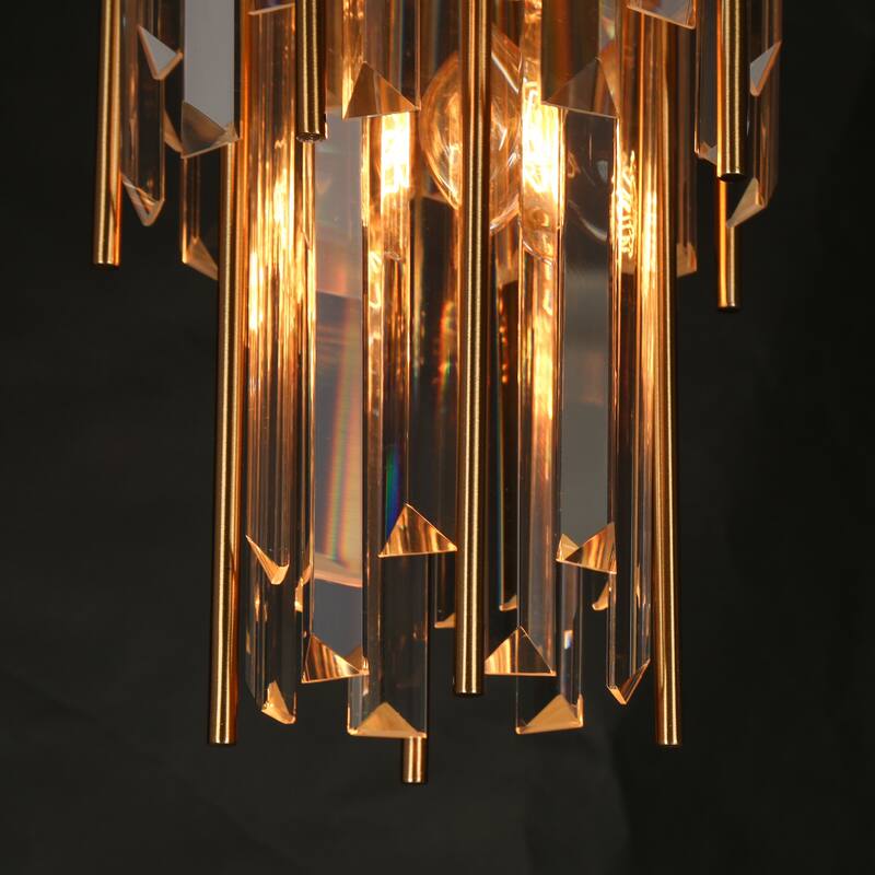 Modern Crystal 1-Light Gold Pendant Light for Kitchen Island Dining Room