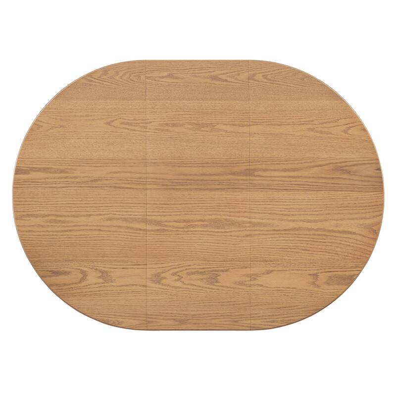 5-Piece Retro Dining Table Set, Extendable Round Table with Removable Leaf