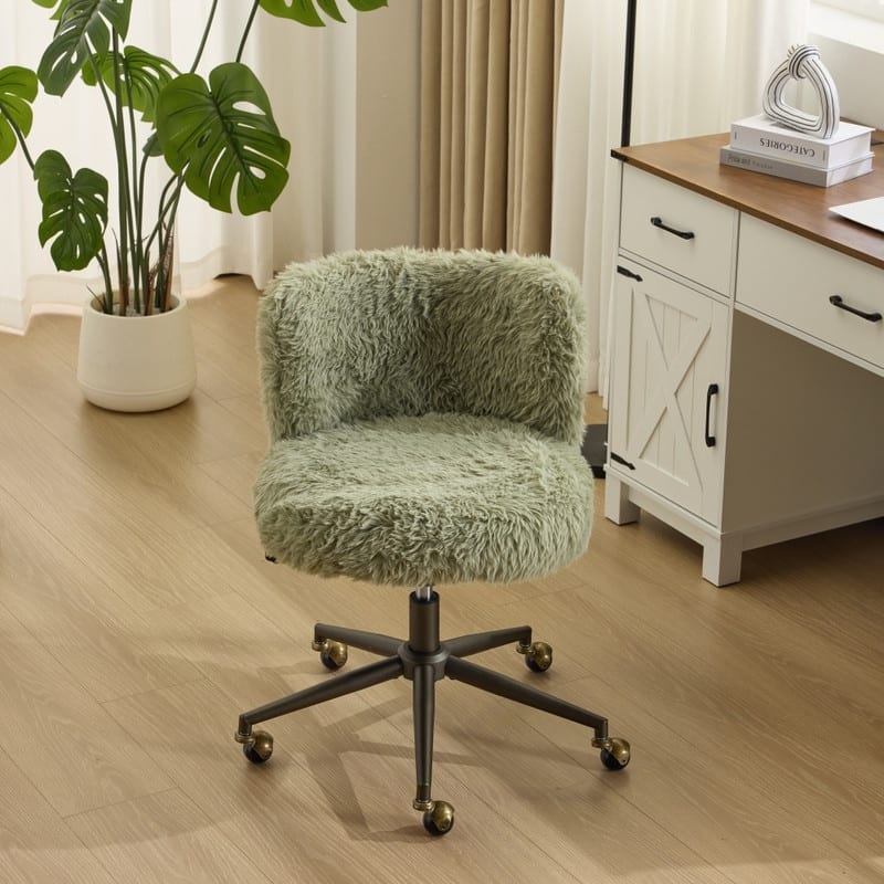 Plush Velvet Swivel Chair Antique Bronze Base With Wheels