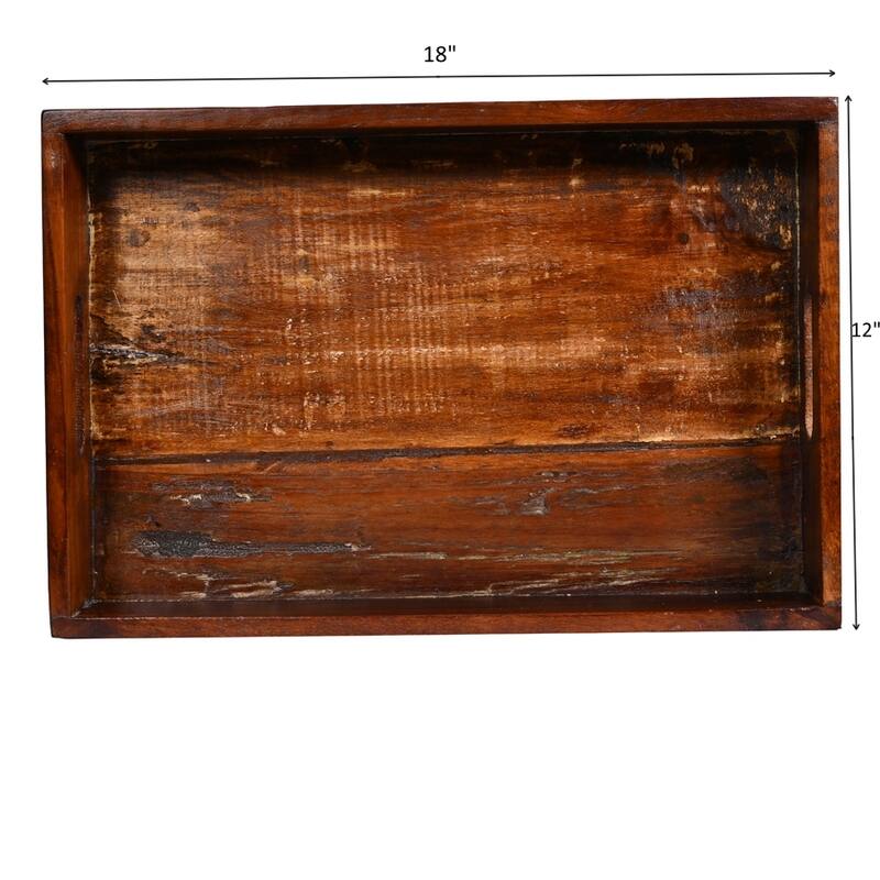 Solid wood Reclaimed 18 inch farmhouse serving tray, also used as decorative tray