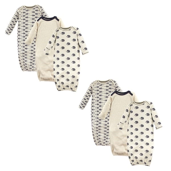 slide 1 of 1, Touched by Nature Unisex Baby Organic Cotton Gowns, Hedgehog 6-Piece 0-6 Months - Hedgehog 6-Piece