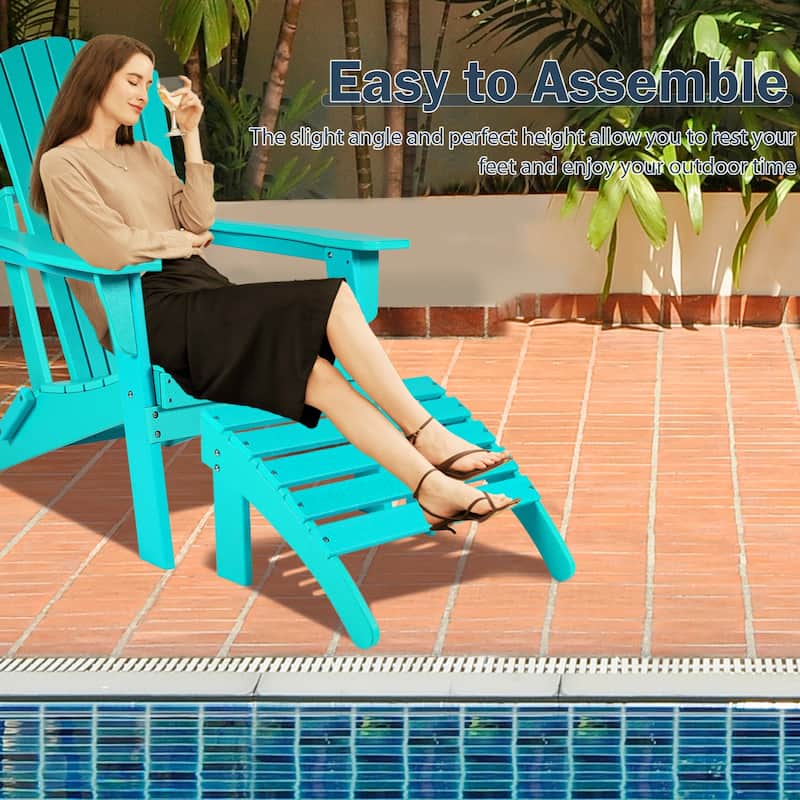 Aoodor Outdoor Adirondack Ottoman, HDPE Adirondack Chair Ottoman - 18"×20.5"