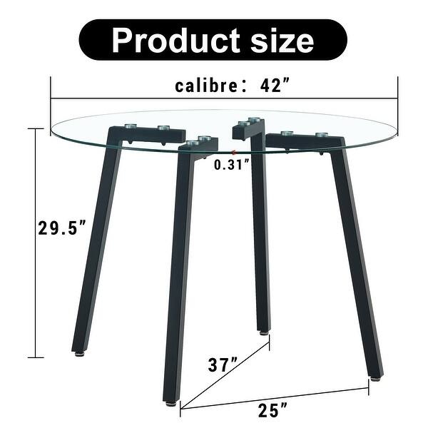 Modern Round Tempered Glass Dining Table With Metal Legs - Bed Bath ...