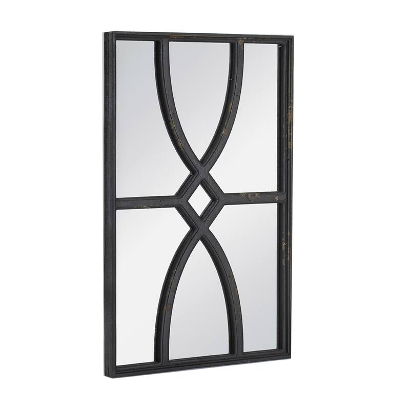 Weathered Style Rectangular Curved Wall Mirrors - 23.5" - Black - Set of 2