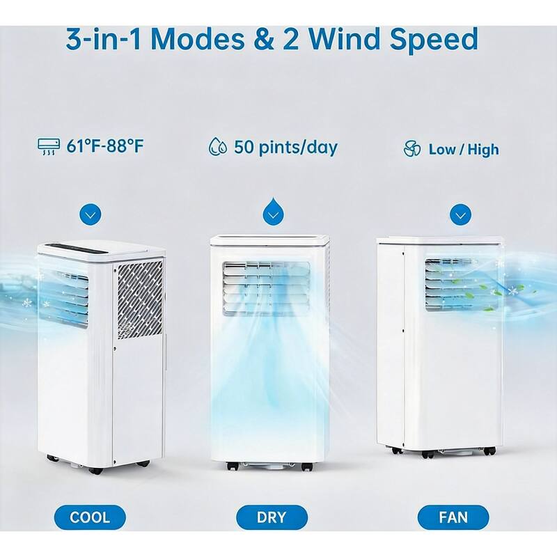 10000 BTU Portable Air Conditioners, with Cooling, Dehumidifier & Fan