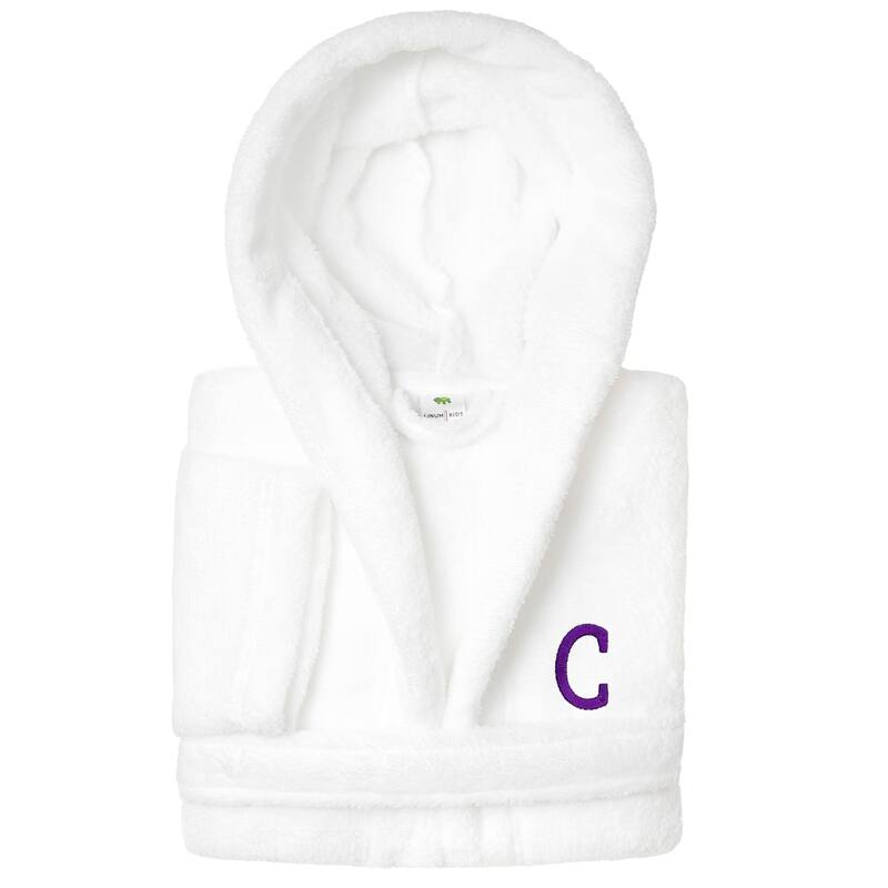Sweet Kids 100% Polyester SUPER PLUSH Double Brushed Hooded Bathrobe with Purple Bookman Monogram - Medium - C