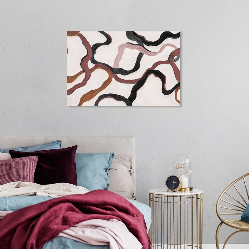 Wynwood Studio Abstract Paths of Life I Red and Dark Red Modern & Contemporary Wall Art Canvas Print - 24 x 36