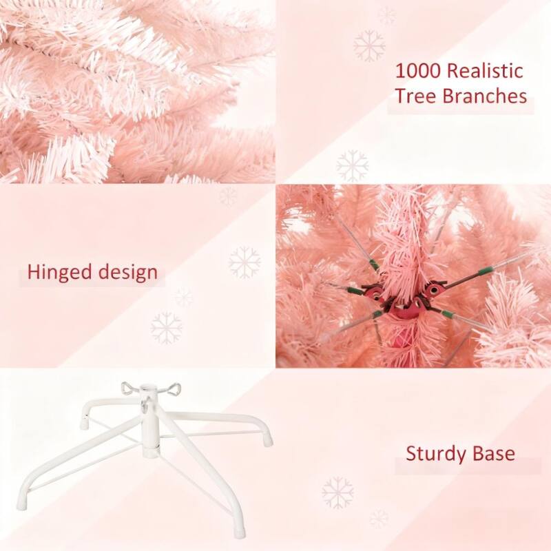 Artificial Christmas Tree with Realistic Branches, Elevate Your Christmas Interior Decor - Pink