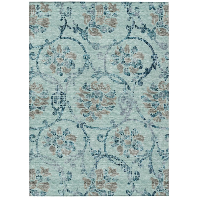 HomeRoots Floral Traditional Rectangle Outdoor Rug