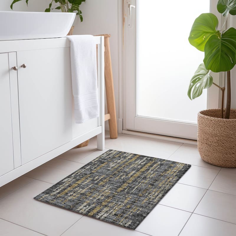 Premium Washable Super Soft Abstract Contemporary Mayfield Rug - Granite - 1' 8" x 2' 6" - Rectangle