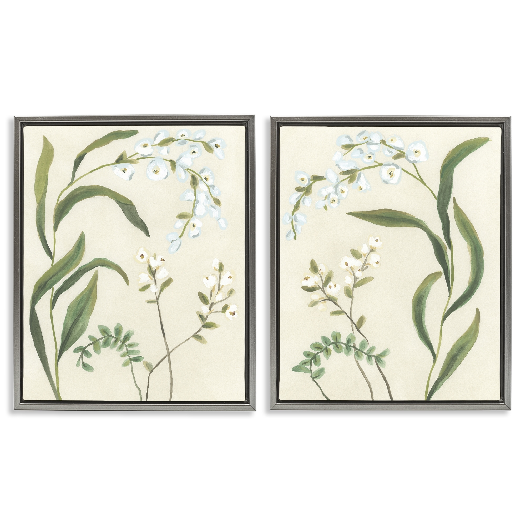 Stupell Vintage Snowdrop Stems Framed Floater Canvas Wall Art Design By June Erica Vess (Set of 2)