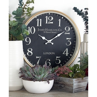 Black Iron Traditional Wall Clock No Theme 16 x 16 x 3 - Bed Bath ...