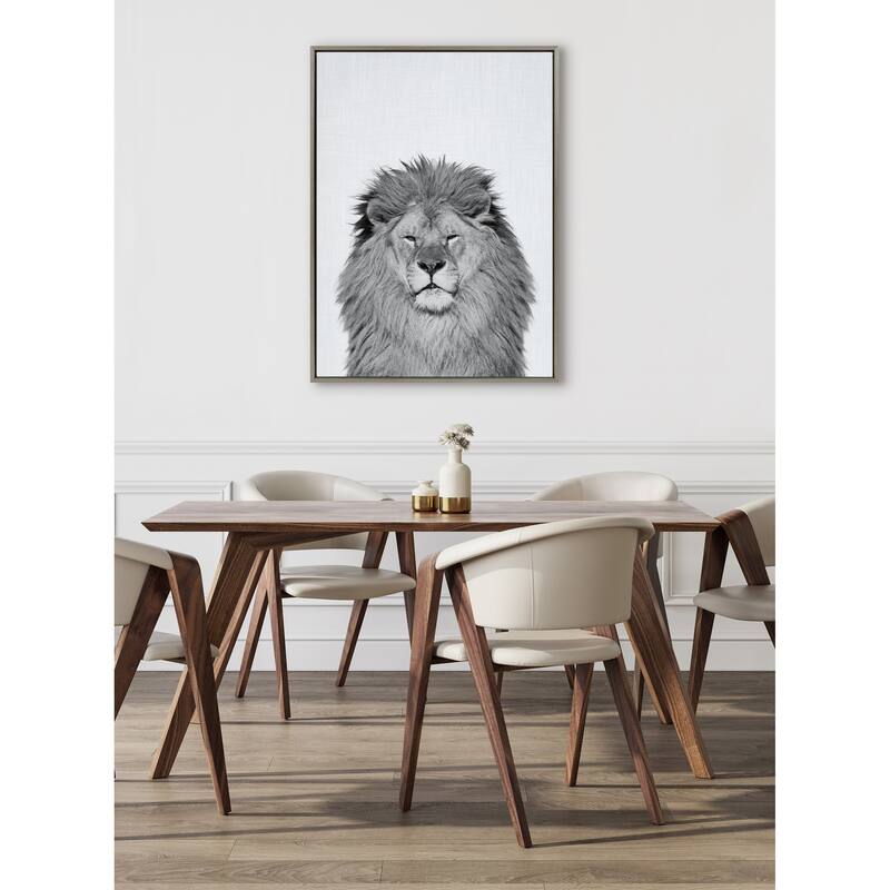 Kate and Laurel Sylvie Lion Framed Canvas by Simon Te Tai