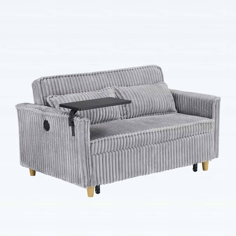 Pull-Out and Push-In Sofa with Movable Tabletop and USB Ports, Ideal for Living Rooms and Bedrooms