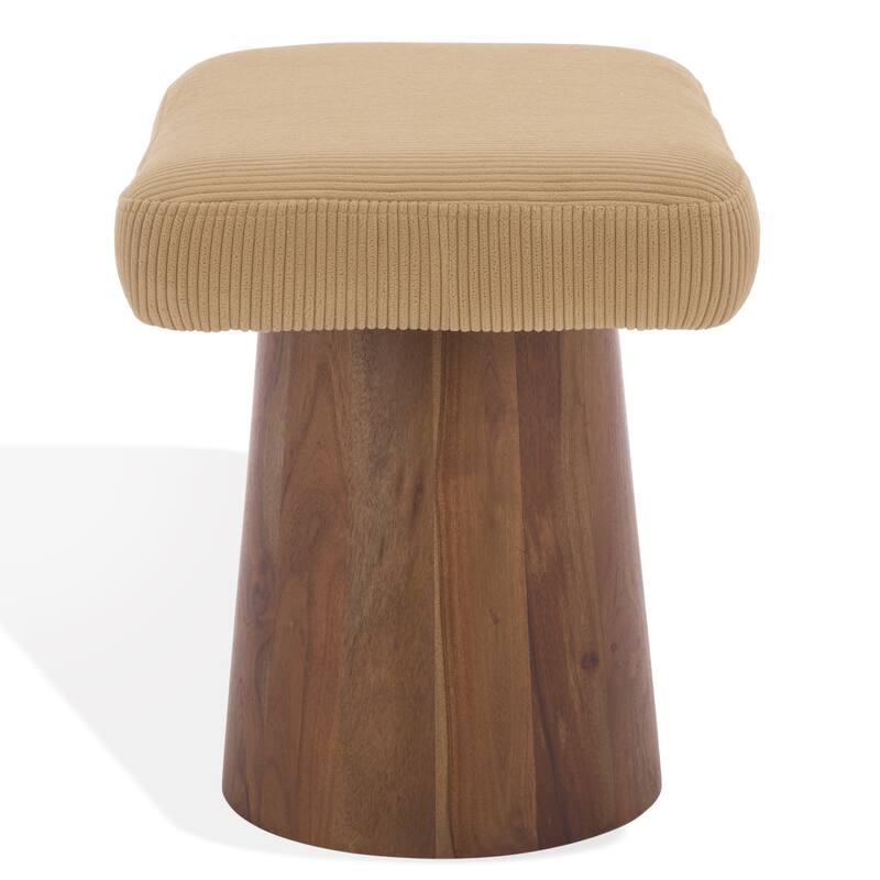 SAFAVIEH Couture Bennato Wood Base Ottoman